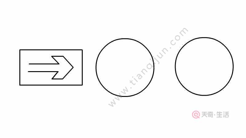 3,在两个圆圈里分别画出一个掉头的箭头以及停车标志