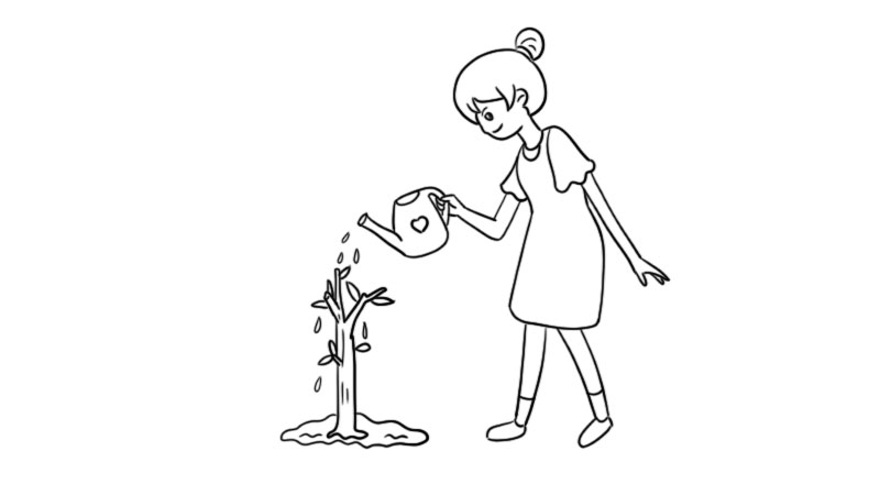 植树节小女孩浇水简笔画怎么画