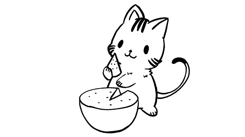 小猫吃西瓜简笔画画法简单