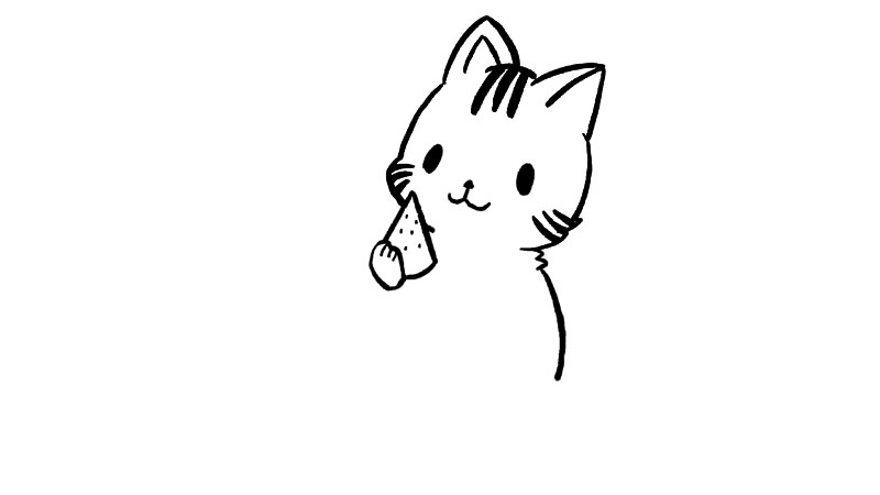 小猫吃西瓜简笔画画法简单