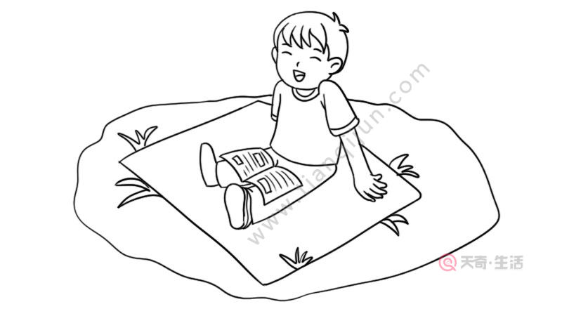 清明节小孩踏青简笔画