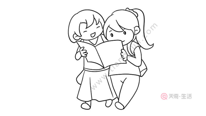 看书的女孩简笔画
