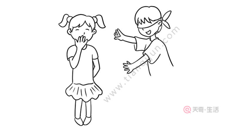 小朋友做游戏的简笔画