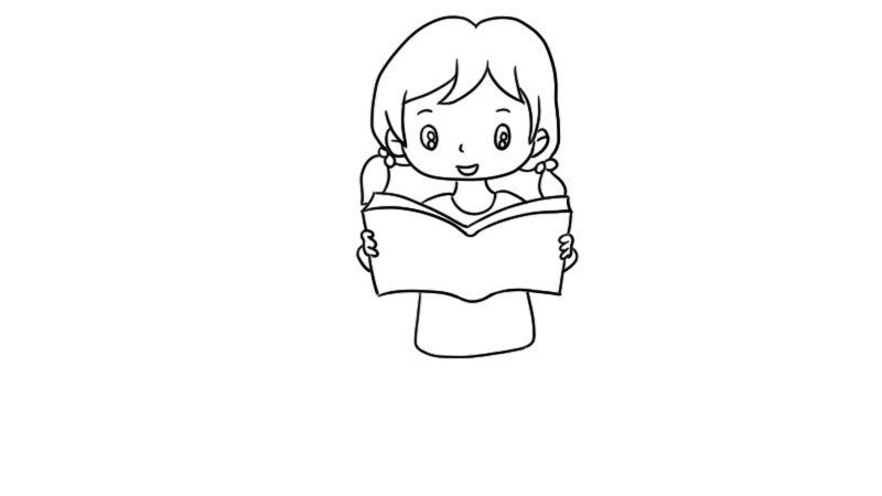 看书的小女孩简笔画