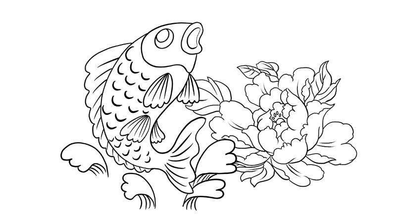 花开有鱼简笔画怎么画