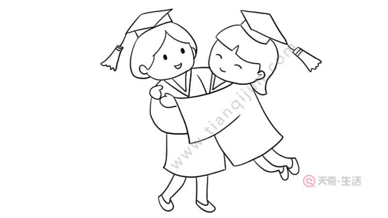 我们毕业了图片简笔画怎么画 我们毕业了图片简笔画步骤 - 天奇生活