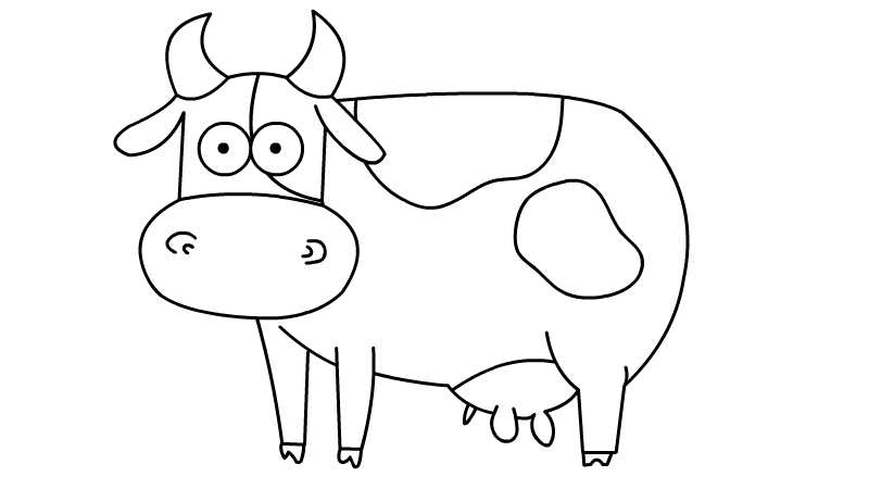 奶牛简笔画的教程
