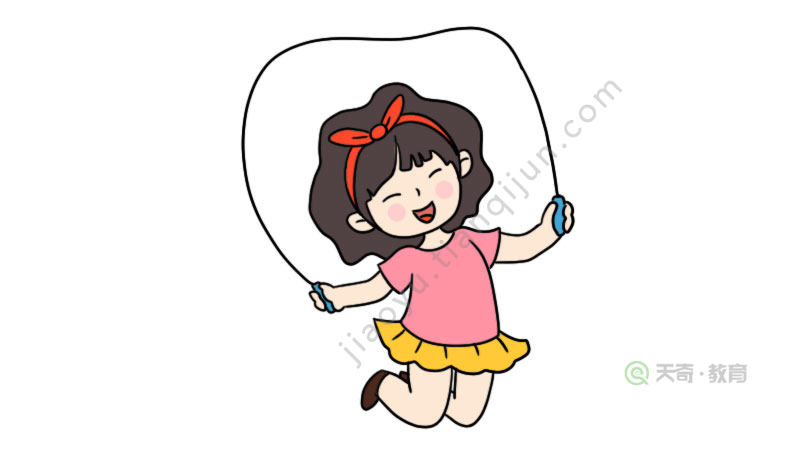 儿童节跳绳的女孩简笔画画法 儿童节跳绳的女孩简笔画教程