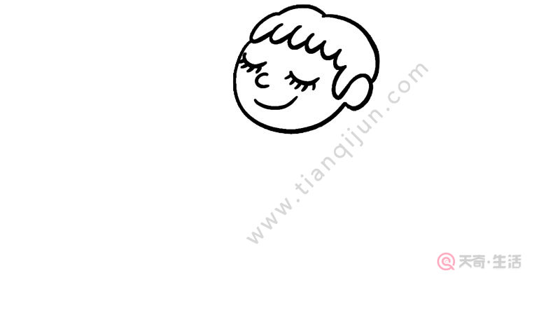 2,然后画小朋友上半身身体线条