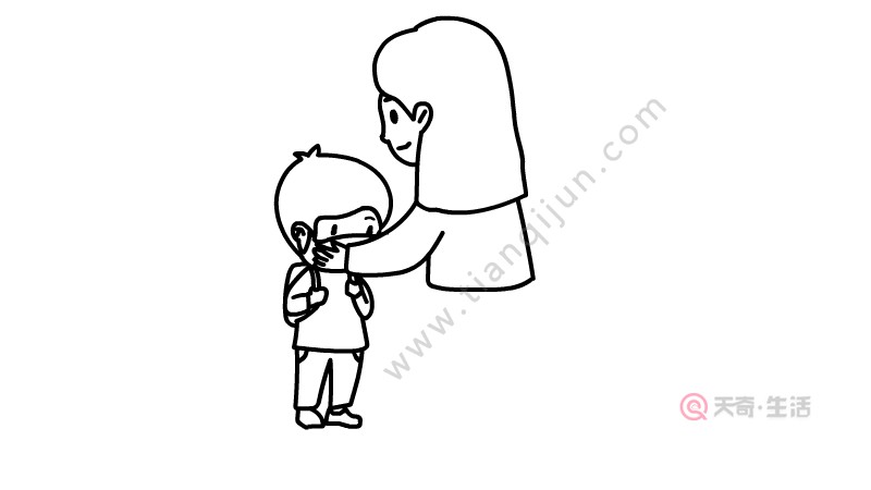 4,再画妈妈下半身身体线条