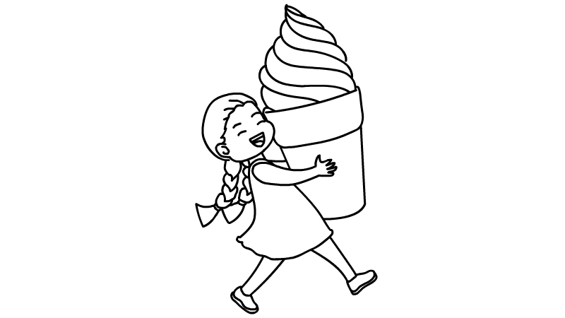 抱冰淇淋的小女孩简笔画画法