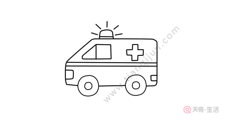 救护车简笔画画法 救护车简笔画步骤