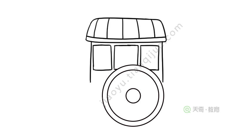 3,再画马车的底座和支撑杆