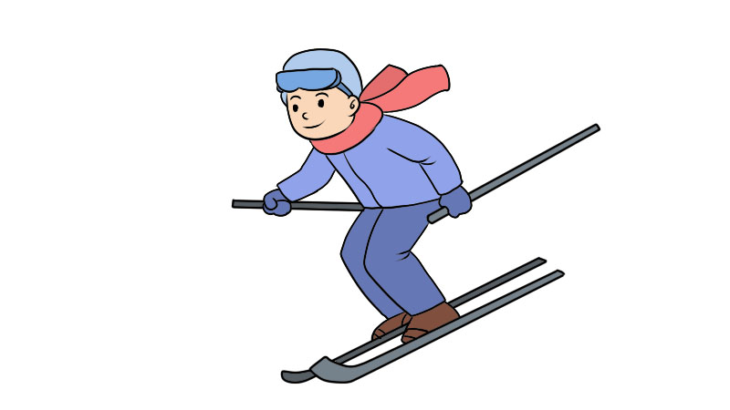 滑雪人物简笔画画法