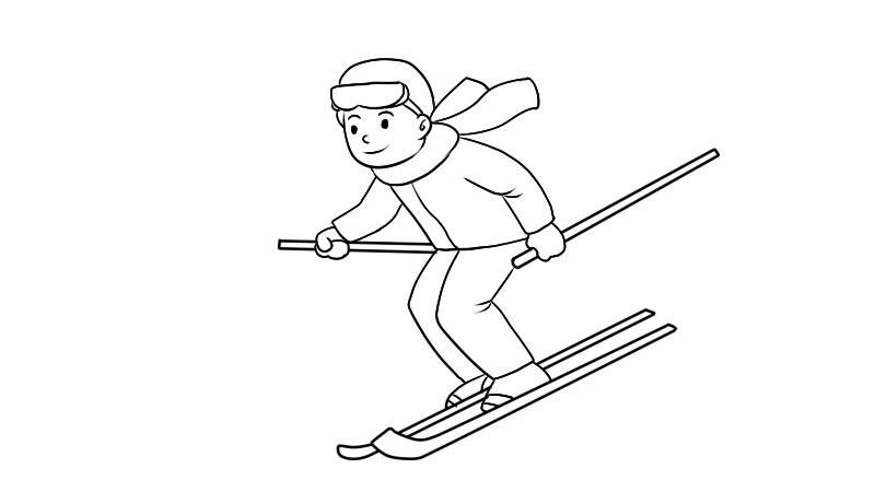 滑雪人物简笔画画法