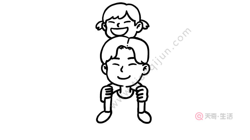 3,再画父亲的身体线条