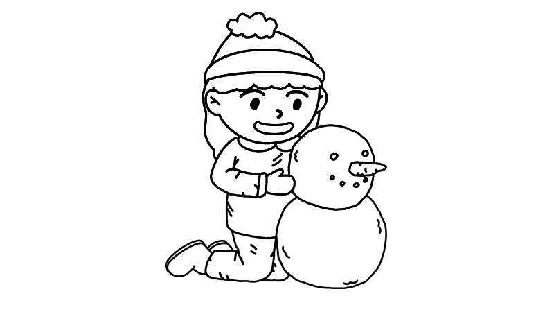 冬天堆雪人简笔画怎么画