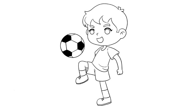 踢足球的小男孩简笔画