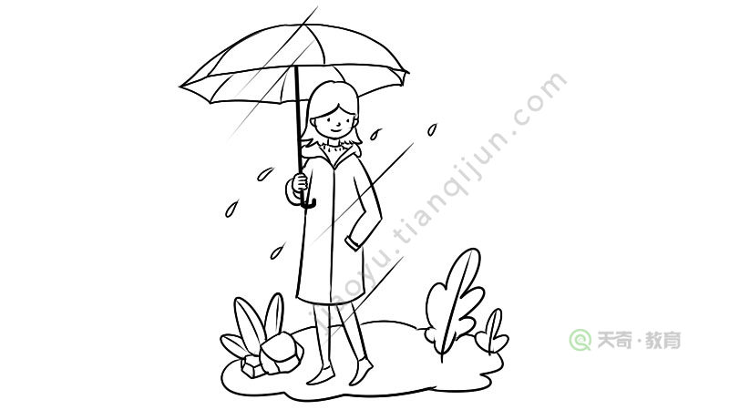 清明时节雨纷纷简笔画