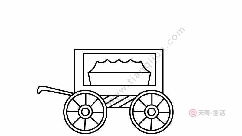 3,然后画出马戏团马车的车顶部分.