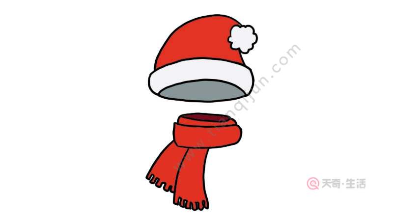 圣诞帽子和围巾简笔画 圣诞帽子和围巾怎么画