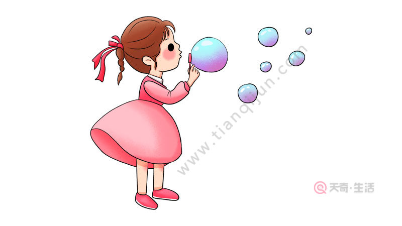 吹泡泡的小女孩简笔画 吹泡泡的小女孩怎么画