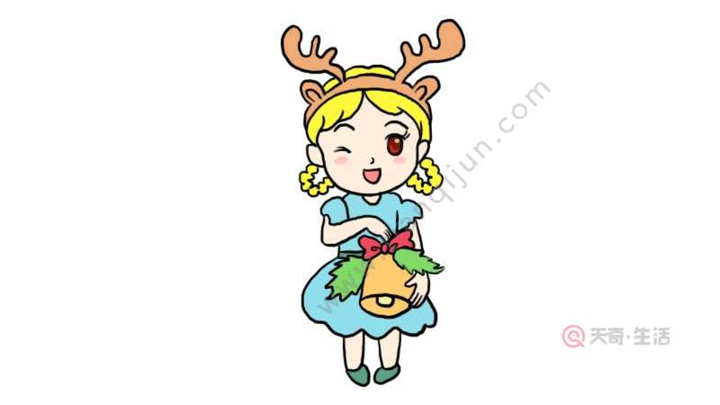 鹿角女孩简笔画