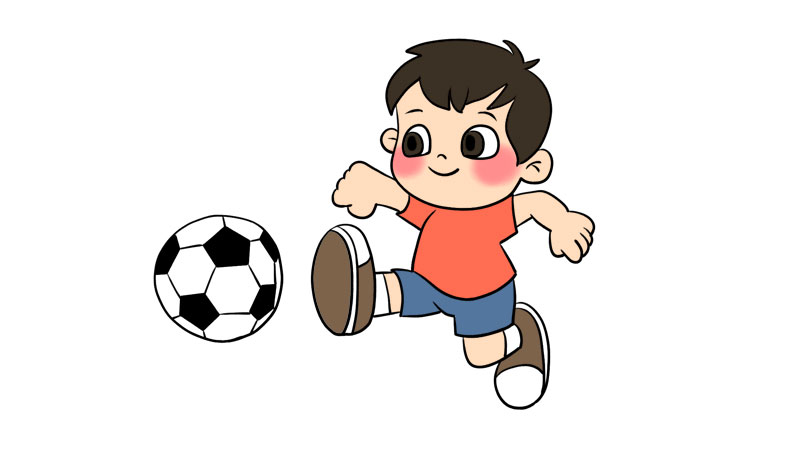 世界足球日小孩踢足球简笔画