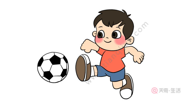 世界足球日小孩踢足球简笔画