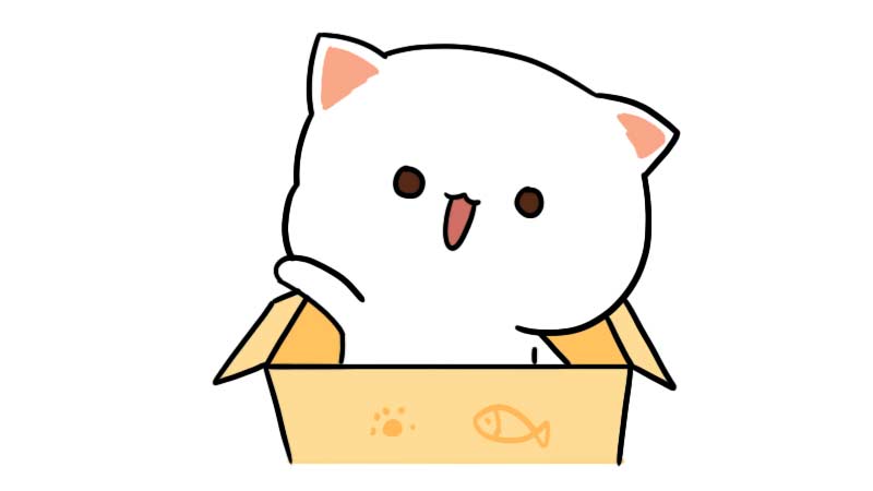 礼物盒里的小猫咪简笔画