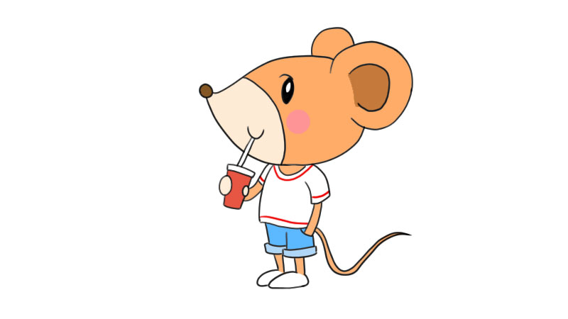 老鼠喝饮料简笔画