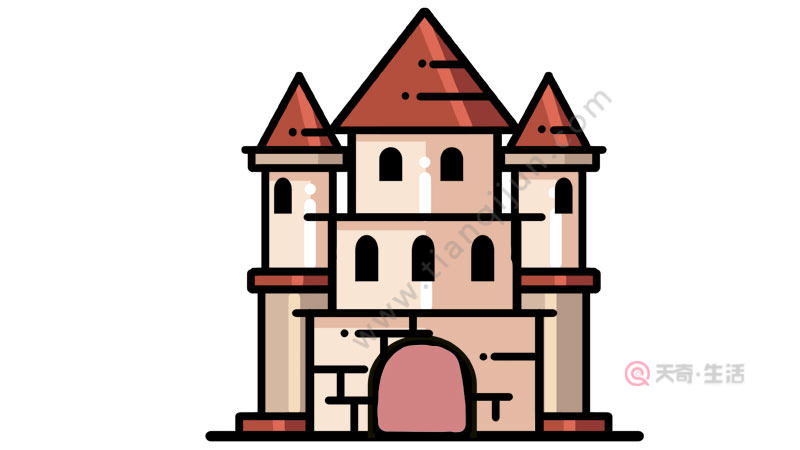 1,中间画一出城堡的形状.