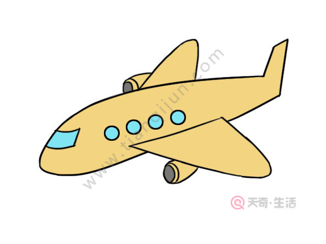 1,先画出飞机的机身,机翅膀.