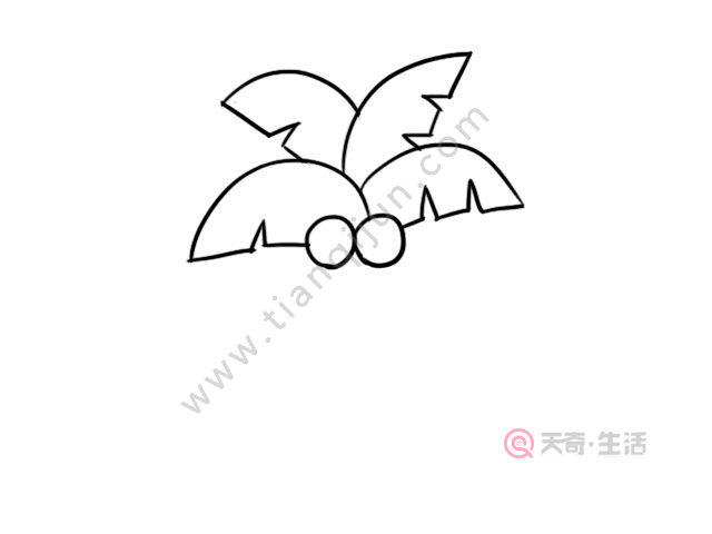 5,接下来涂上颜色,椰子涂上黄色,树叶涂上绿色,树干用深棕色和浅