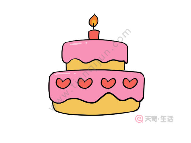 天奇生活 简笔画大全 > 正文   5,接下来给生日蛋糕上色,蛋糕胚部分用