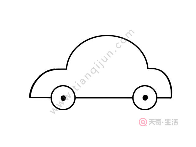 4,画出小汽车的方向盘,刹车和窗户