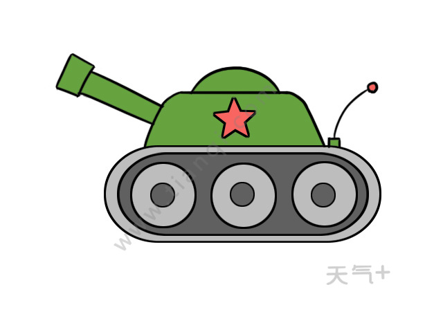 3,再把坦克的炮管画上.
