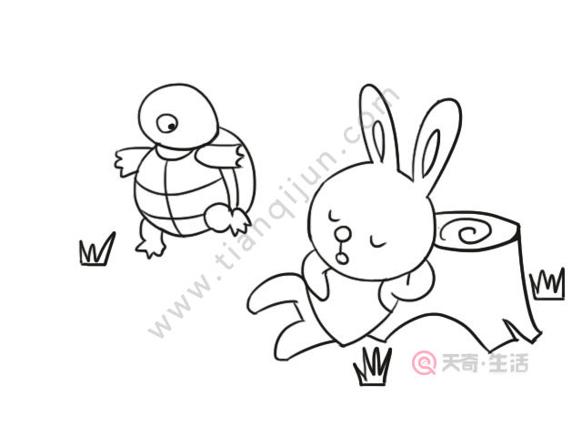 龟兔赛跑简笔画 龟兔赛跑怎么画