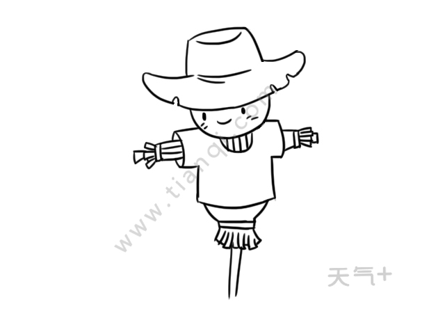 稻草人简笔画 稻草人的画法步骤