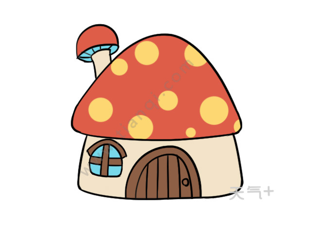 蘑菇房子简笔画蘑菇房子的画法步骤