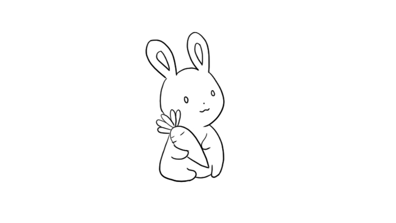 卡通小兔子涂色画