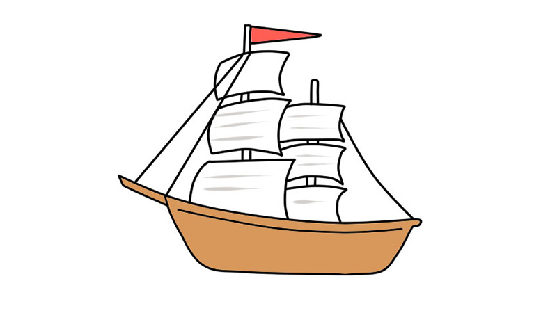 帆船涂色画