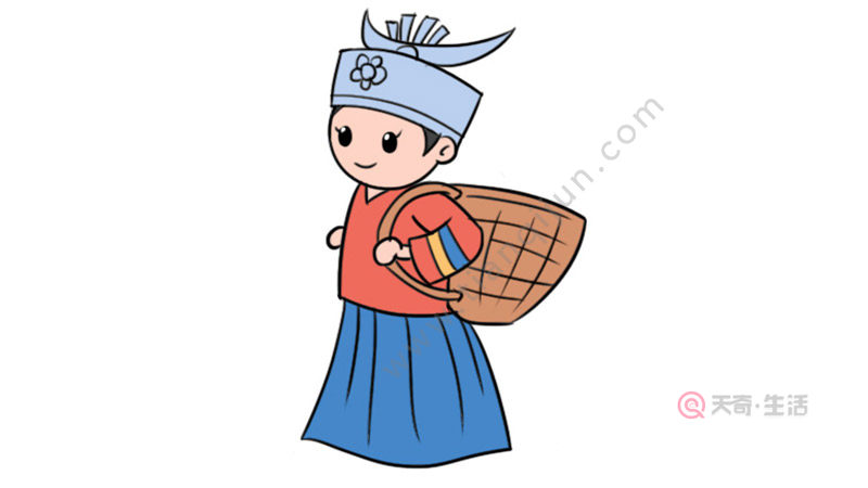 苗族姑娘涂色模板