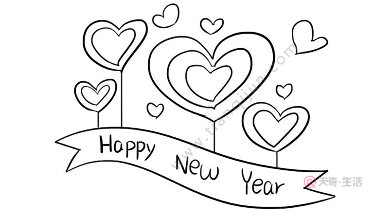 新年卡片涂色模板