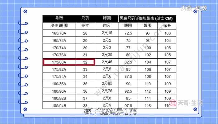 裤子32码是175还是180 32码的裤子是多大尺寸