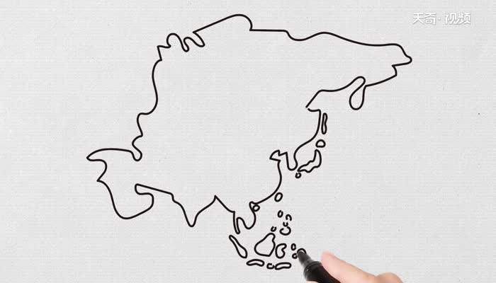 亚洲轮廓图简笔画怎么画  亚洲轮廓图简笔画画法
