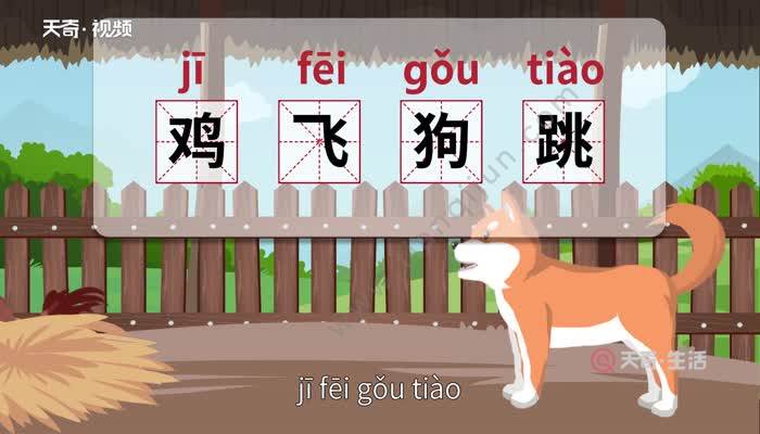 【读音 jī fēi gǒu tiào【释义 把鸡吓得飞起来,把狗吓得