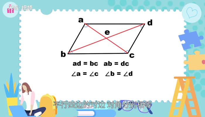 平行四边形的定义 	平行四边形的特性
