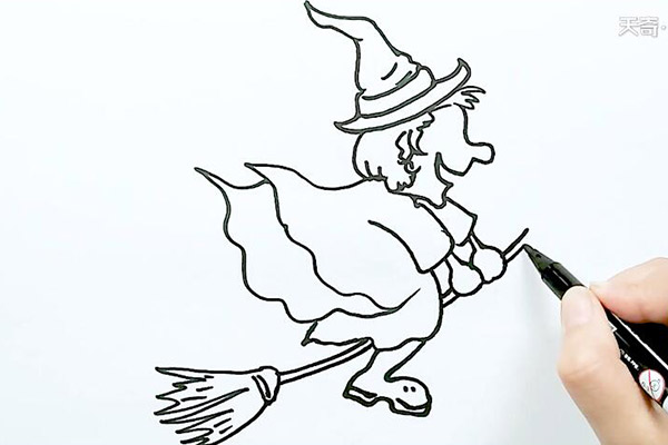 骑扫帚的男巫师简笔画 骑扫帚的男巫师怎么画