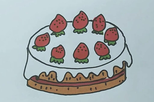 草莓奶油蛋糕简笔画
